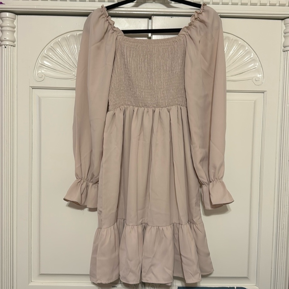 SHEIN Off Shoulder Puff Sleeve Mini Dress Pink Size L